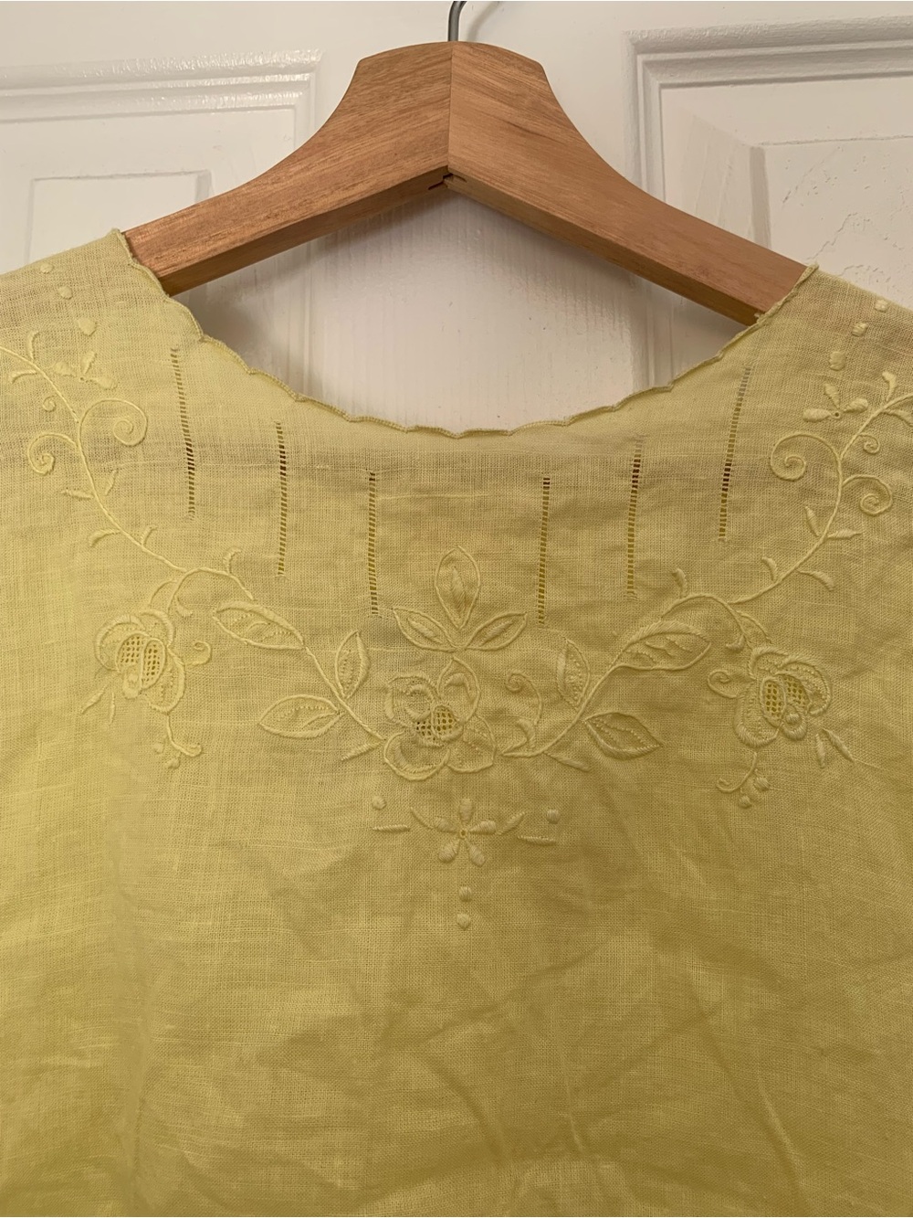Women's Yellow Embroidered Linen Top